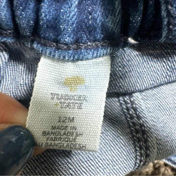 Tucker + Tate Baby Denim Overalls 12m Blue Star Rainbow Embroidered Jumpsuit - Picture 12 of 14